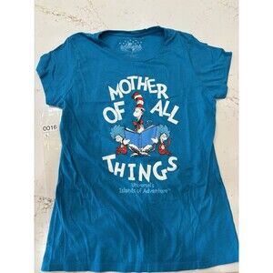 Woman’s Universal Studios Dr Suess Cat In The Hat Blue T-shirt Large Cotton